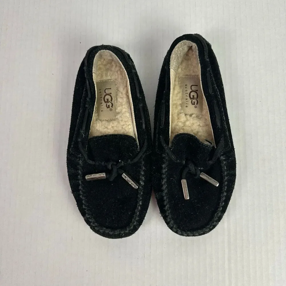 Ugg Black Moccasin Slipper Suede Kids size 12